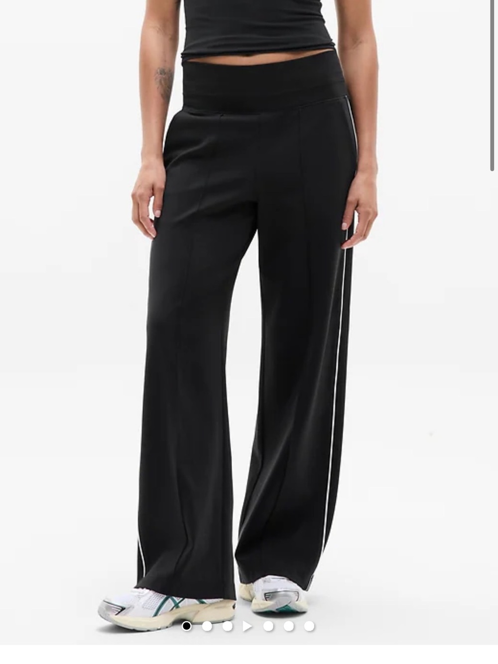 Athleta Black Wide-Leg Track Pants with Contrast Side Stripe Like New